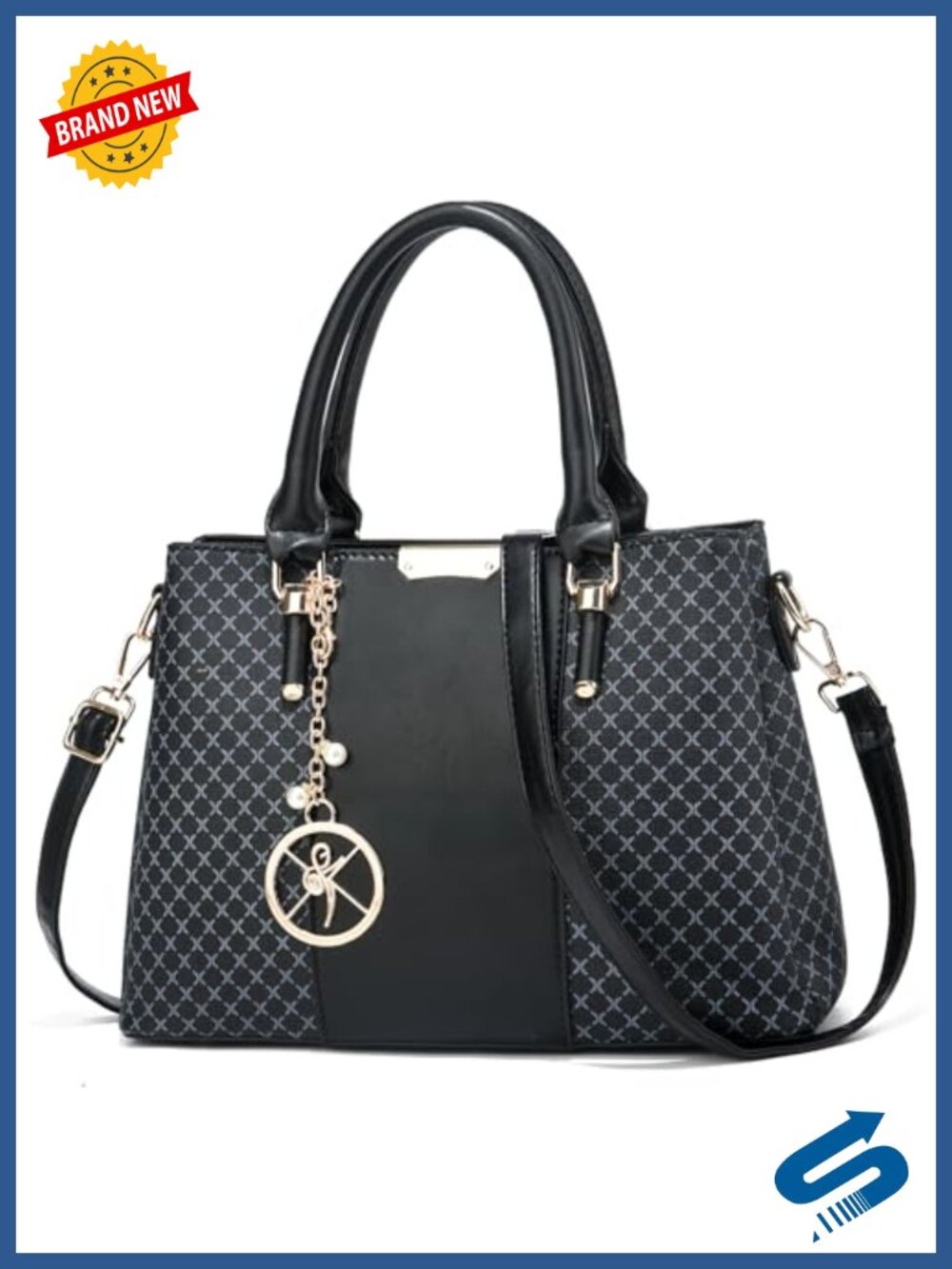 Faux Leather Satchel Tote Purse 3 Zip Compartments Women Shoulder Handbag